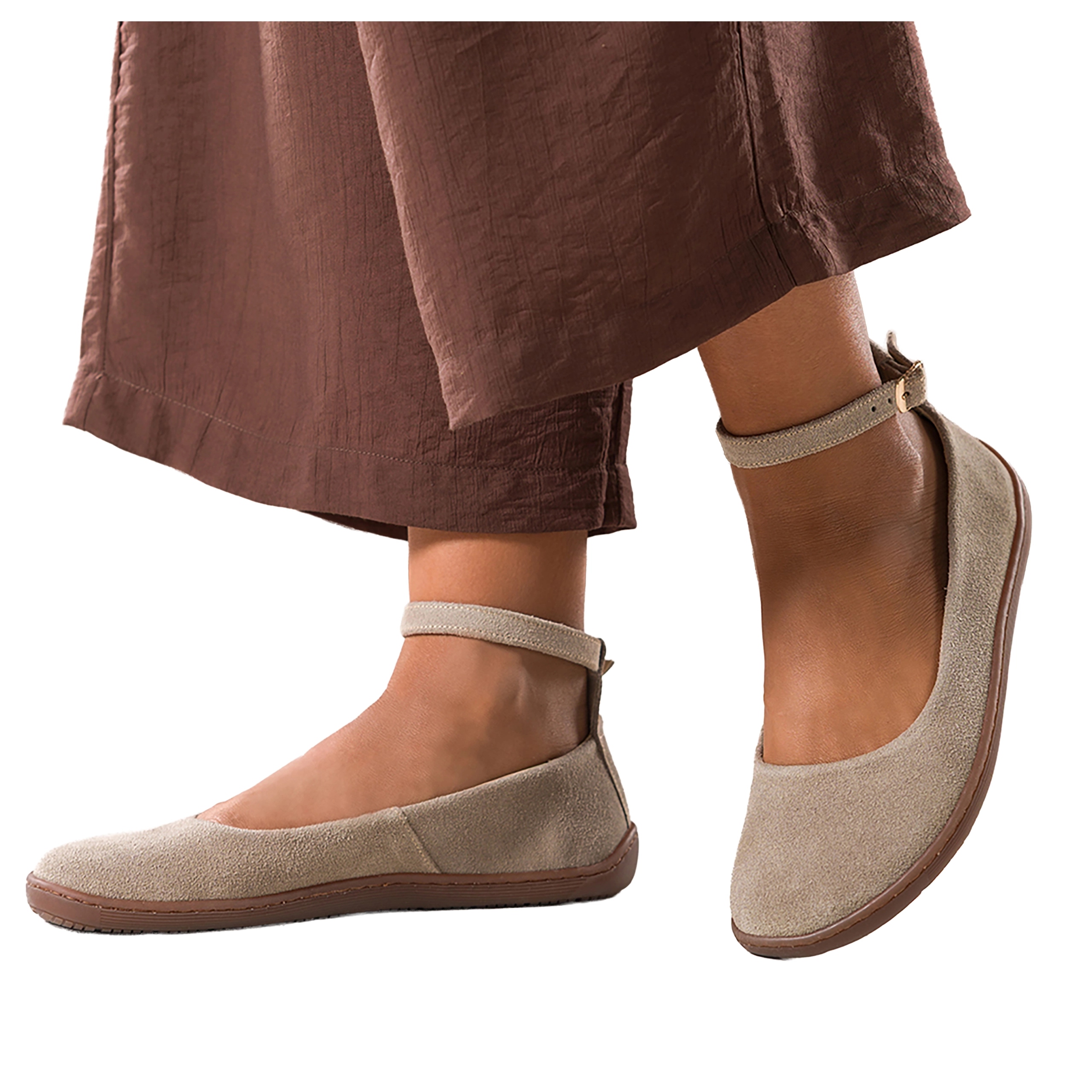 Baleríny Béžové Dámské Kožené Barefoot Široké Pohodlné Elastické vel. 40