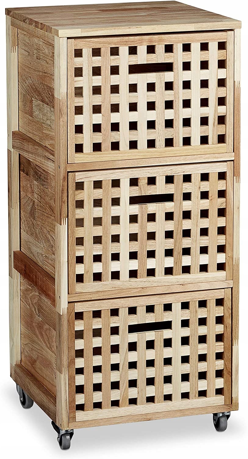 Drevená skrinka na kolieskach Relaxdays 94 x 40 x 30 cm Orech