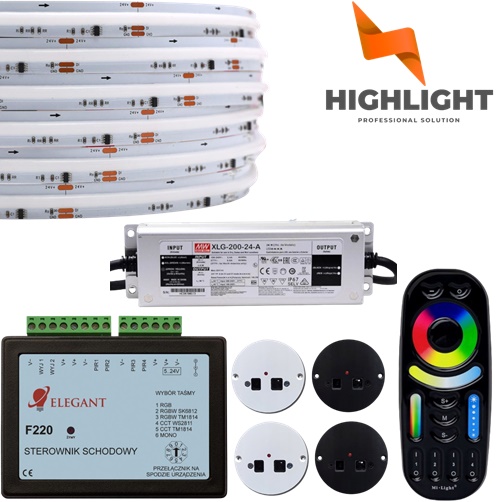 10m Schodiskový set F220 Polovičné poschodie Kaskáda Páska Led Cob Digitálna Rgb