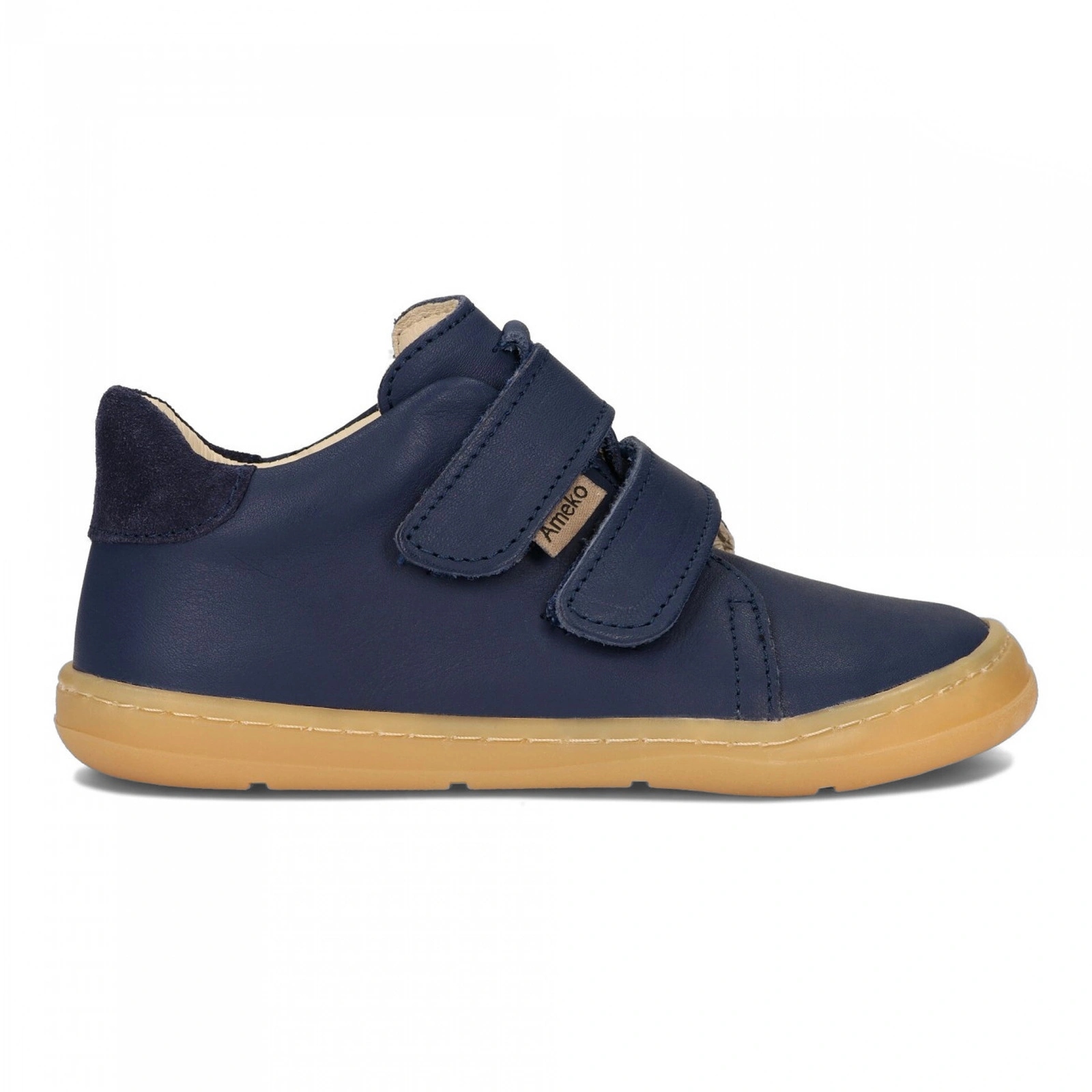 Półbuty barefoot skórzane dziecięce przejściowe na rzepy Ameko Dash Navy 26