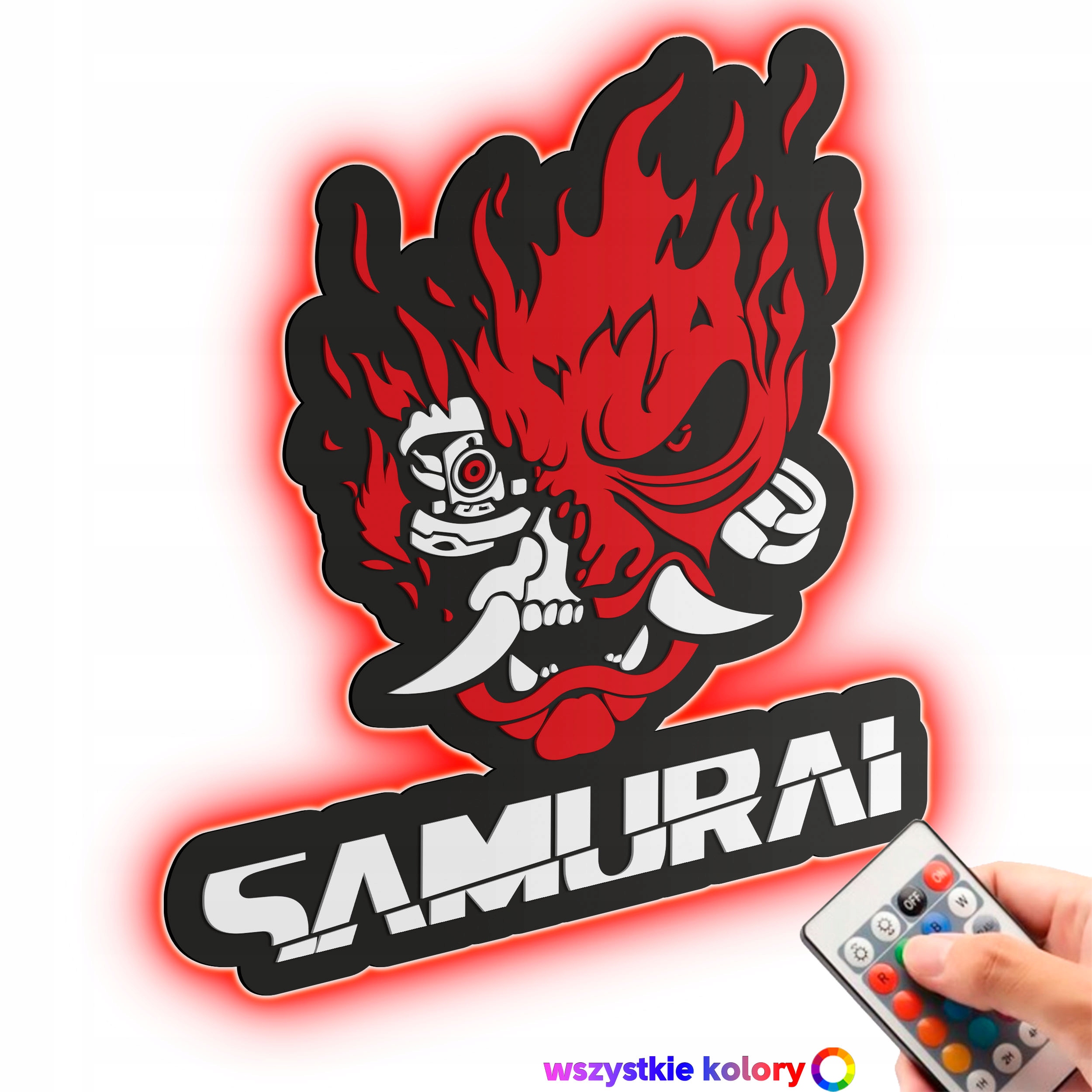 Logo Cyberpunk Samurai Dřevěný 3D obraz Noční Lampa Led dálkové ovládání