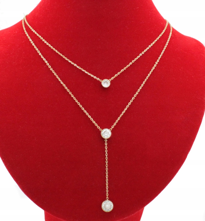 KOMPLET ZŁOTY DOUBLE ZIRCONIA STAL CHIRURGICZNA Marka Inna marka