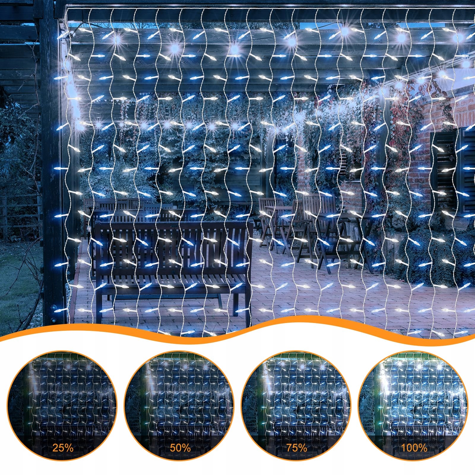 CERIAL Kurtyna Świetlna 4x2m 300 LED Niebiesko-Biała na Święta i Wesele — miniatura 2