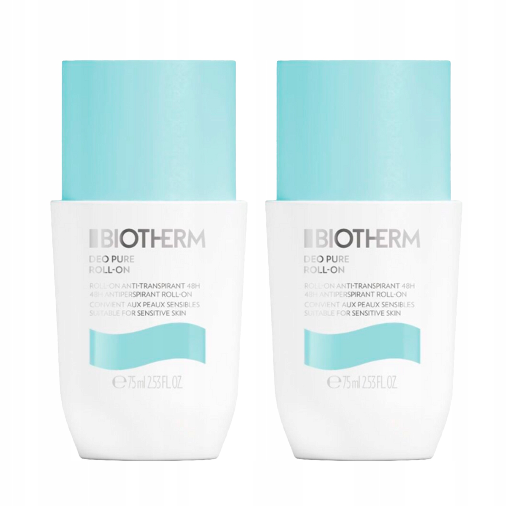 2x Biotherm Deo Pure antiperspirant v kuličce roll-on 48H 75 ml