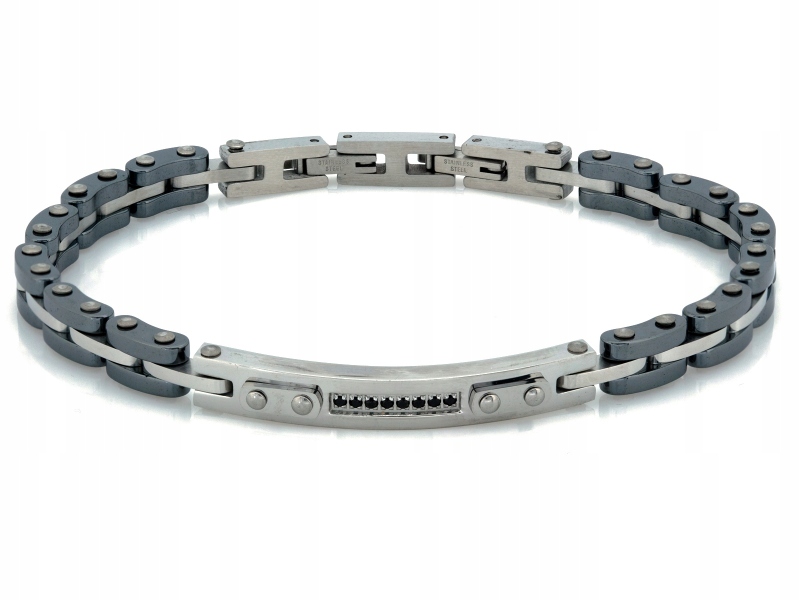 Pánský náramek z chirurgické oceli se zirkony, šířka 5.6 mm, velikost 21