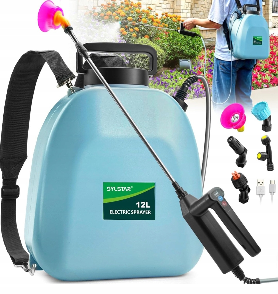Záhradný postrekovač 12L Sylstar 3 rýchlosti 5 trysiek teleskopická ružička 104 cm