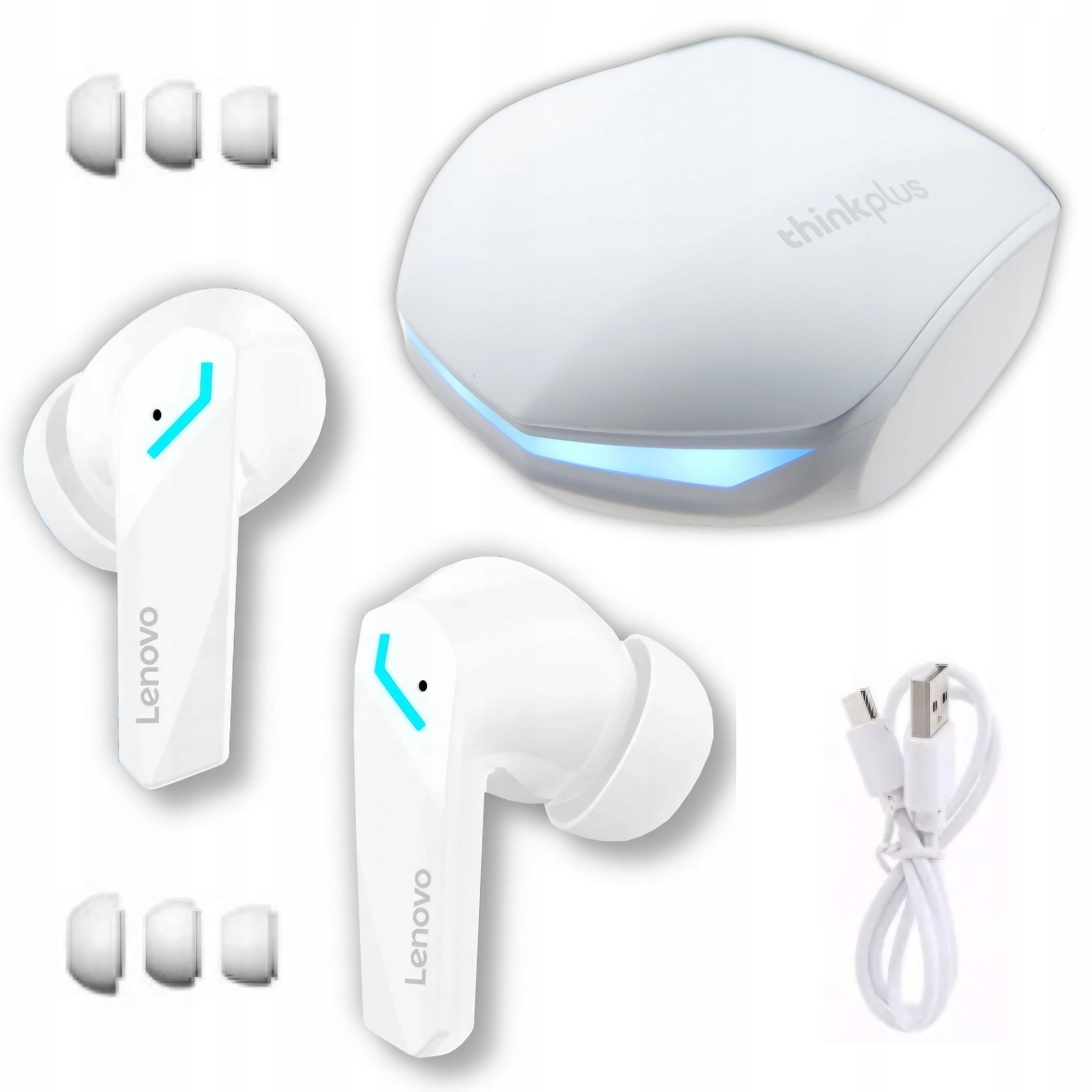 SŁUCHAWKI BEZPRZEWODOWE LENOVO DOKANAŁOWE BLUETOOTH + POWERBANK ETUI