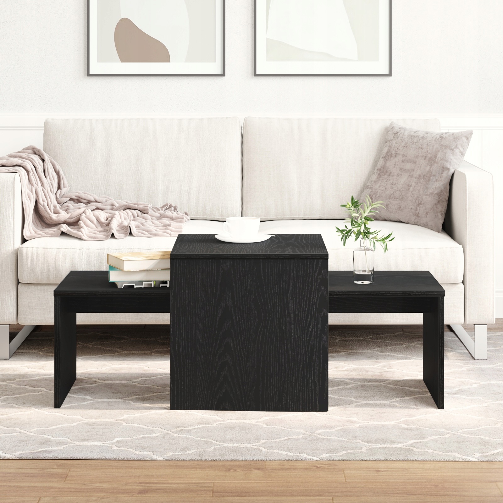 vidaXL Hnízdové stolky Černý dub 100 x 48 x 40 cm kompozitní dřevo