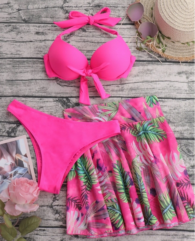 STRÓJ KĄPIELOWY BIKINI SPÓDNICZKA KWIATY S Materiał dominujący poliester