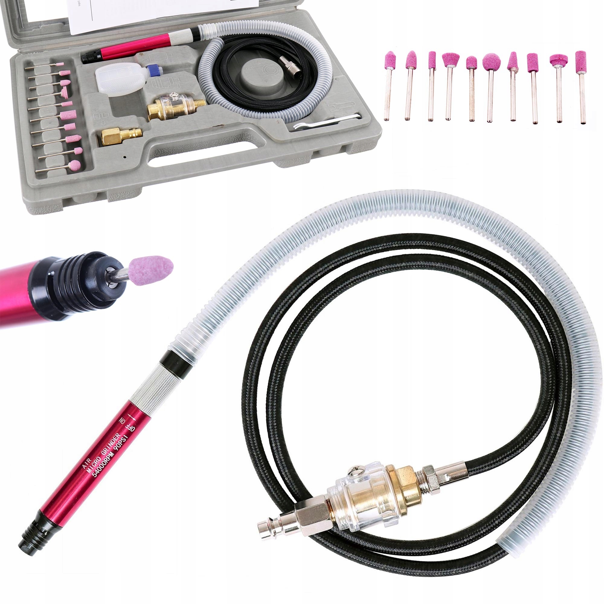 Pneumatická Mini Stopková Bruska, Sada Kamenů, Modelářství
