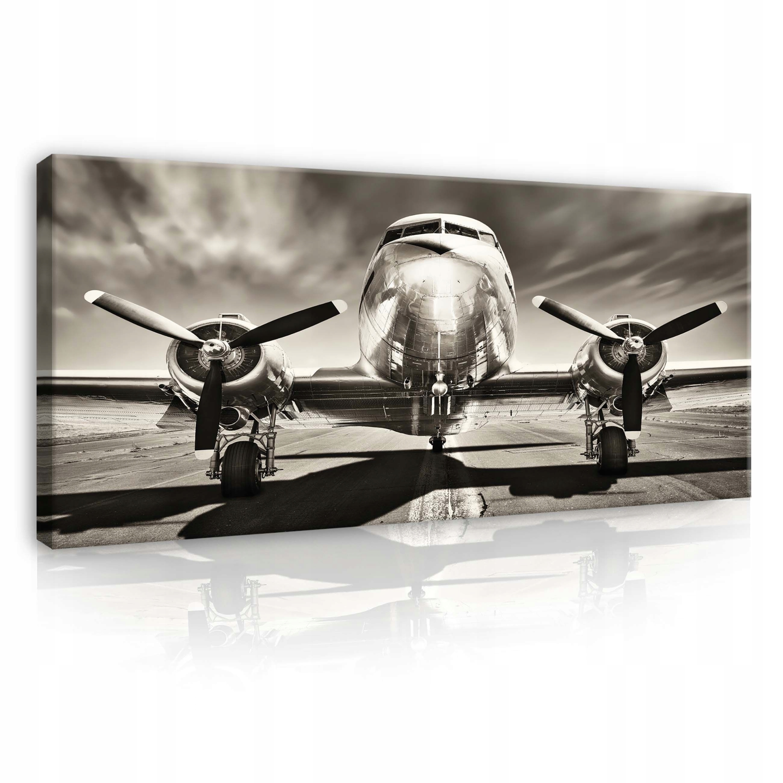 Obraz 115x55 Letadlo vintage retro letectví černobílý aerodrom vrtule