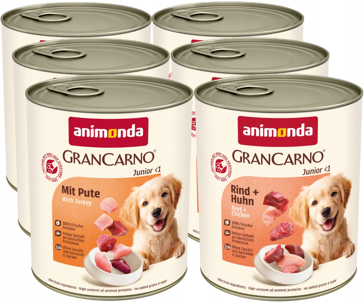 Animonda GranCarno Junior plechovka Set 6x800g – MIX všech příchutí