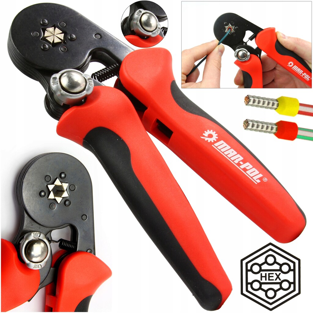 ZACISKARKA RĘCZNA DO KONEKTORÓW PRASKA DO KABLI TULEJEK 6 KĄTNA SOLIDNA