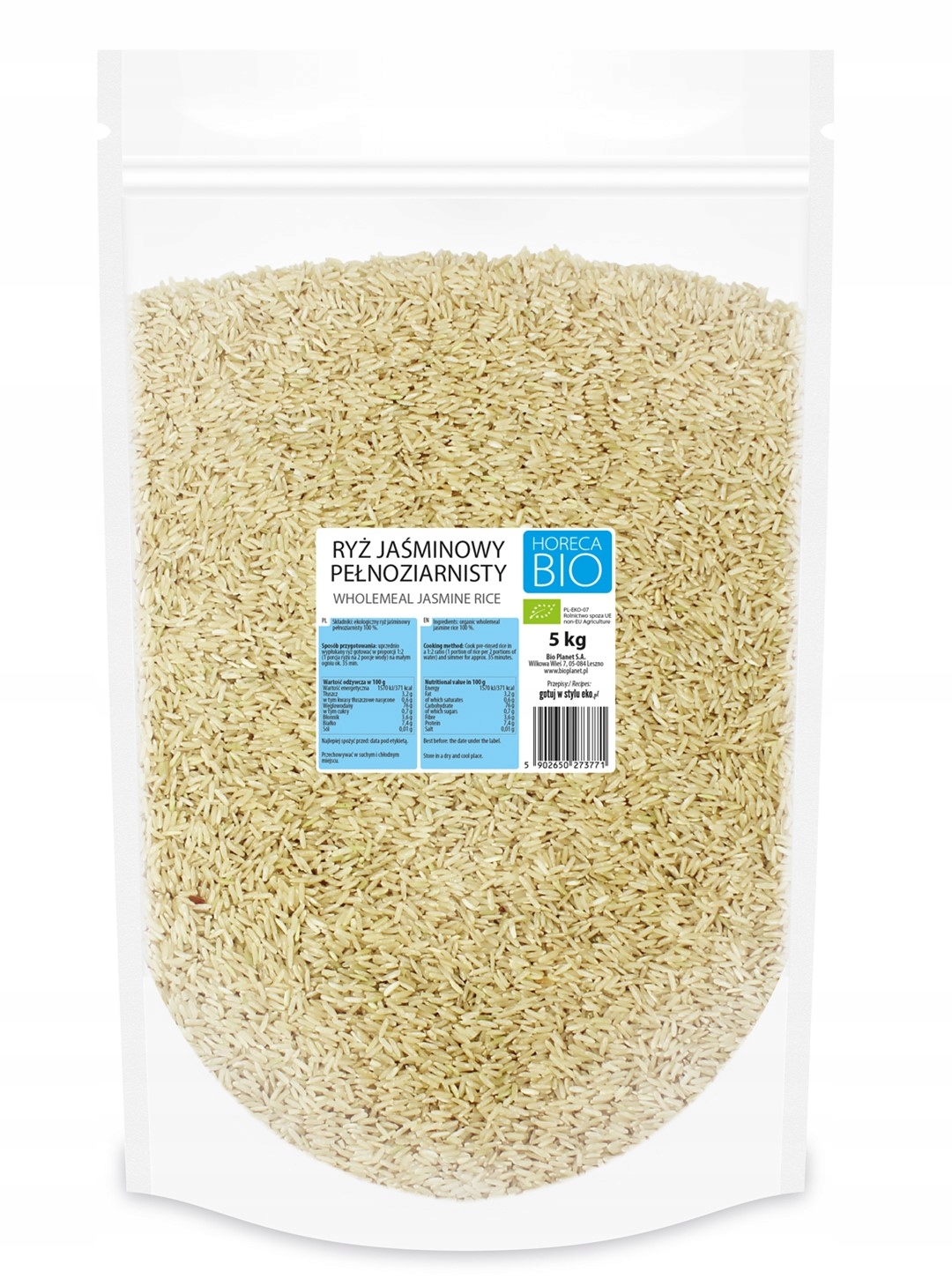 Horeca celozrnná jasmínová rýže bio 5 kg