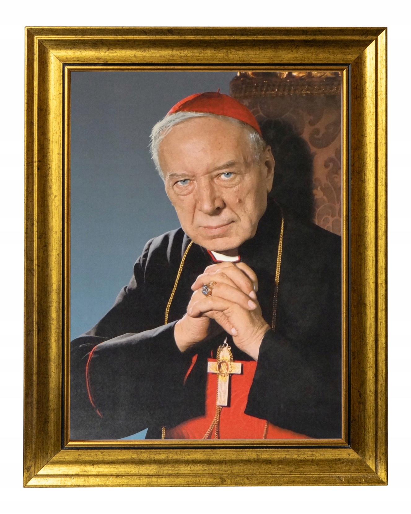 Kardinál Wyszyński Obraz Na Plátně Ve Zlatém Rámu 30X40