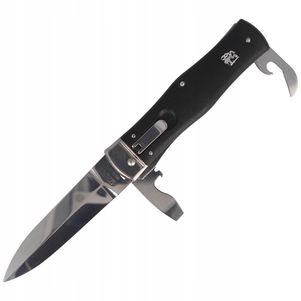 Pružinový nůž Mikov Predator 241-NH-3/KP Abs Black 9,5 cm, pouzdro