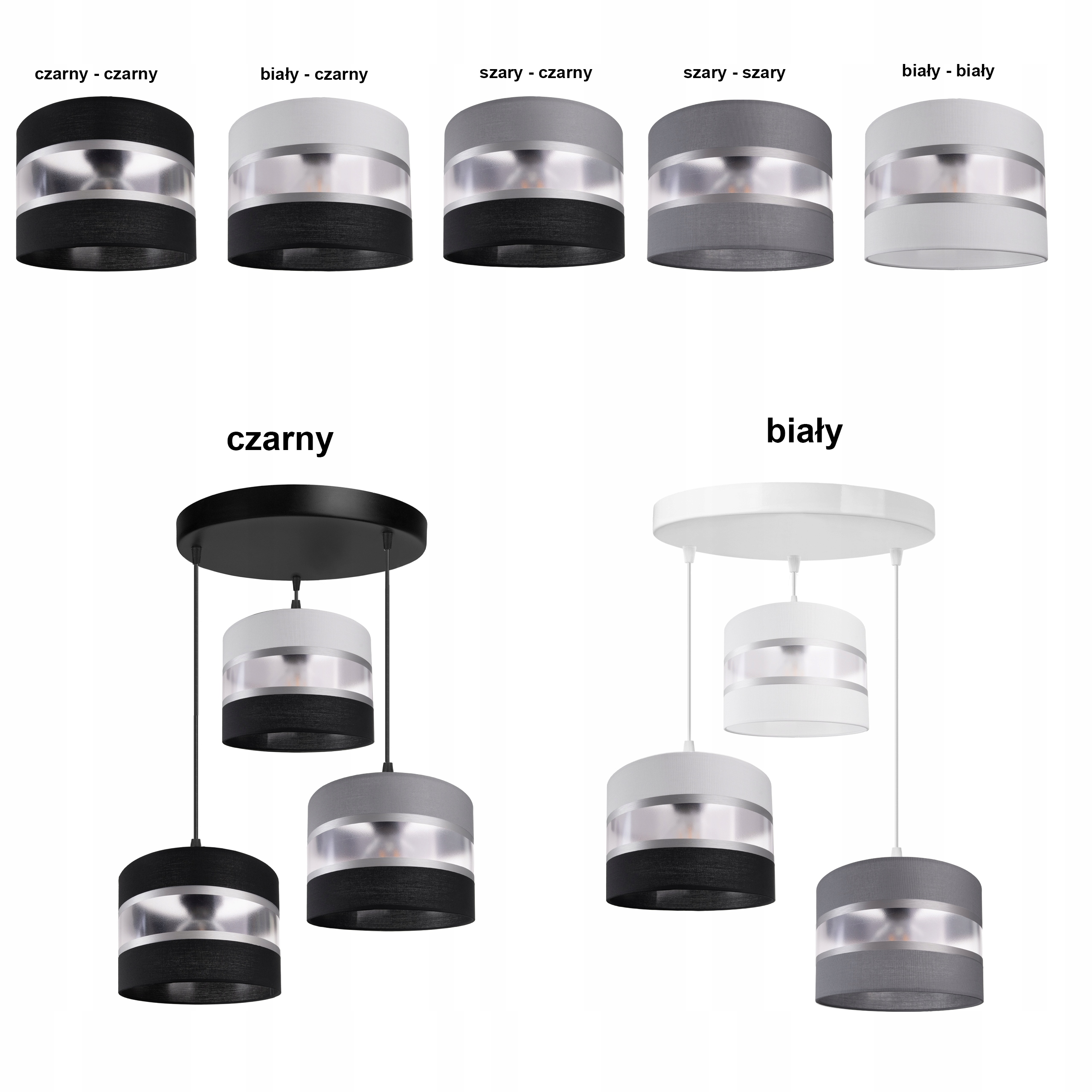 LAMPA SUFITOWA LED WISZĄCA ŻYRANDOL ABAŻUR 3 X E27 ZWIS RÓŻNE KOLORY Długość/wysokość 90 cm