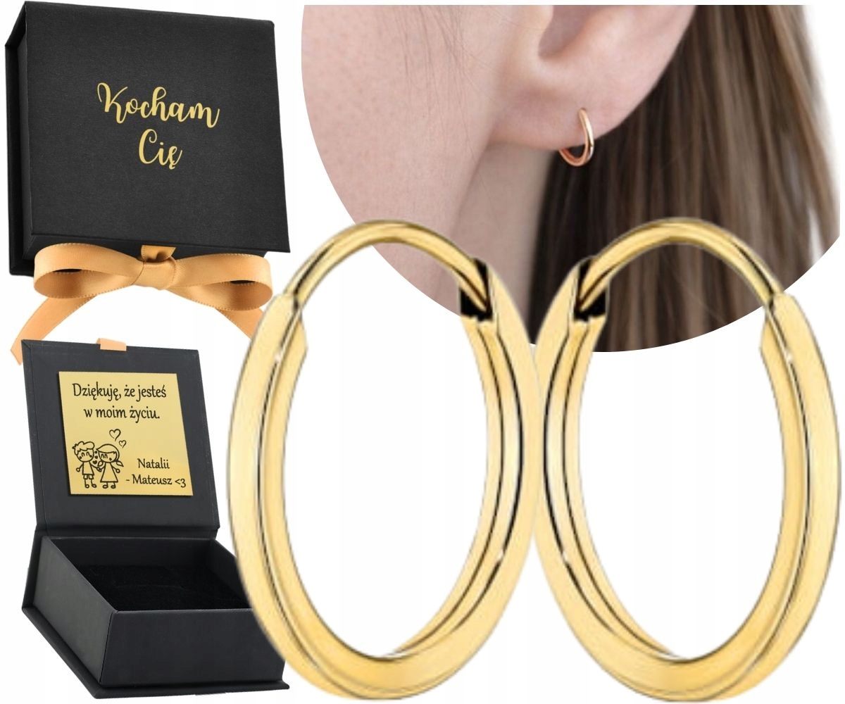 Złote Kolczyki Kółka O Kwadratowym Przekroju 1 CM 333