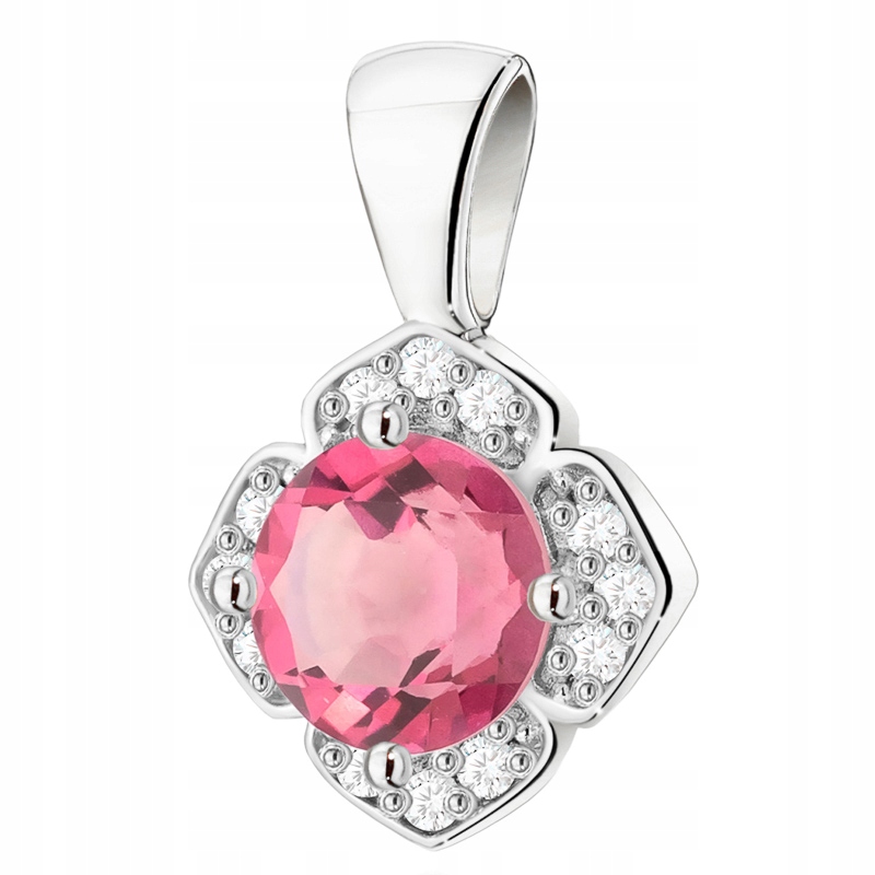 Zlatý Přívěsek Přívěsek pr. 585 Květina Brilianty 0,06 ct a Topaz 0,60 ct