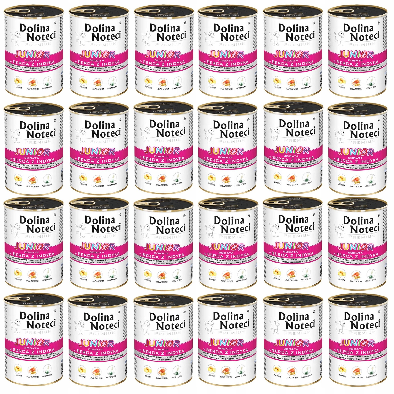 Dolina Noteci Junior Krmivo mokré pro štěňata Krůtí srdce 24 x 400 g