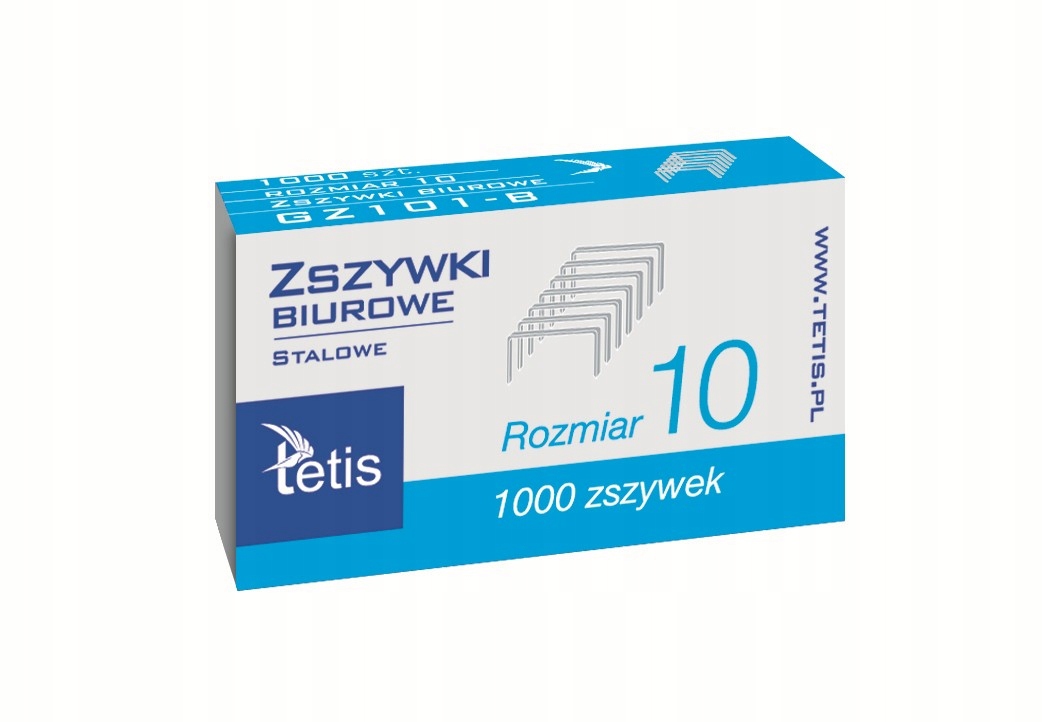 

Zszywki biurowe Tetis 10 srebrne 1000 sztuk