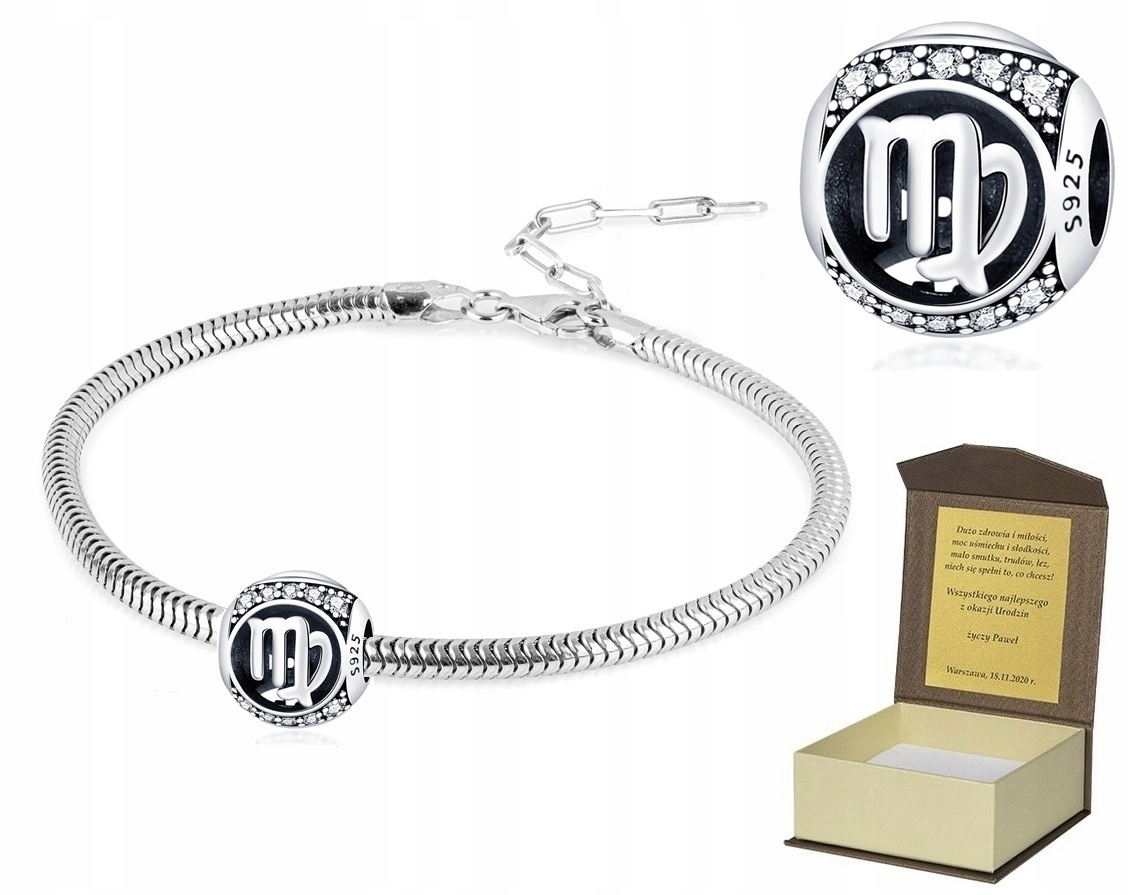 Stříbrný náramek 19-22 cm Charms Znak Zvěrokruhu Panna BC509