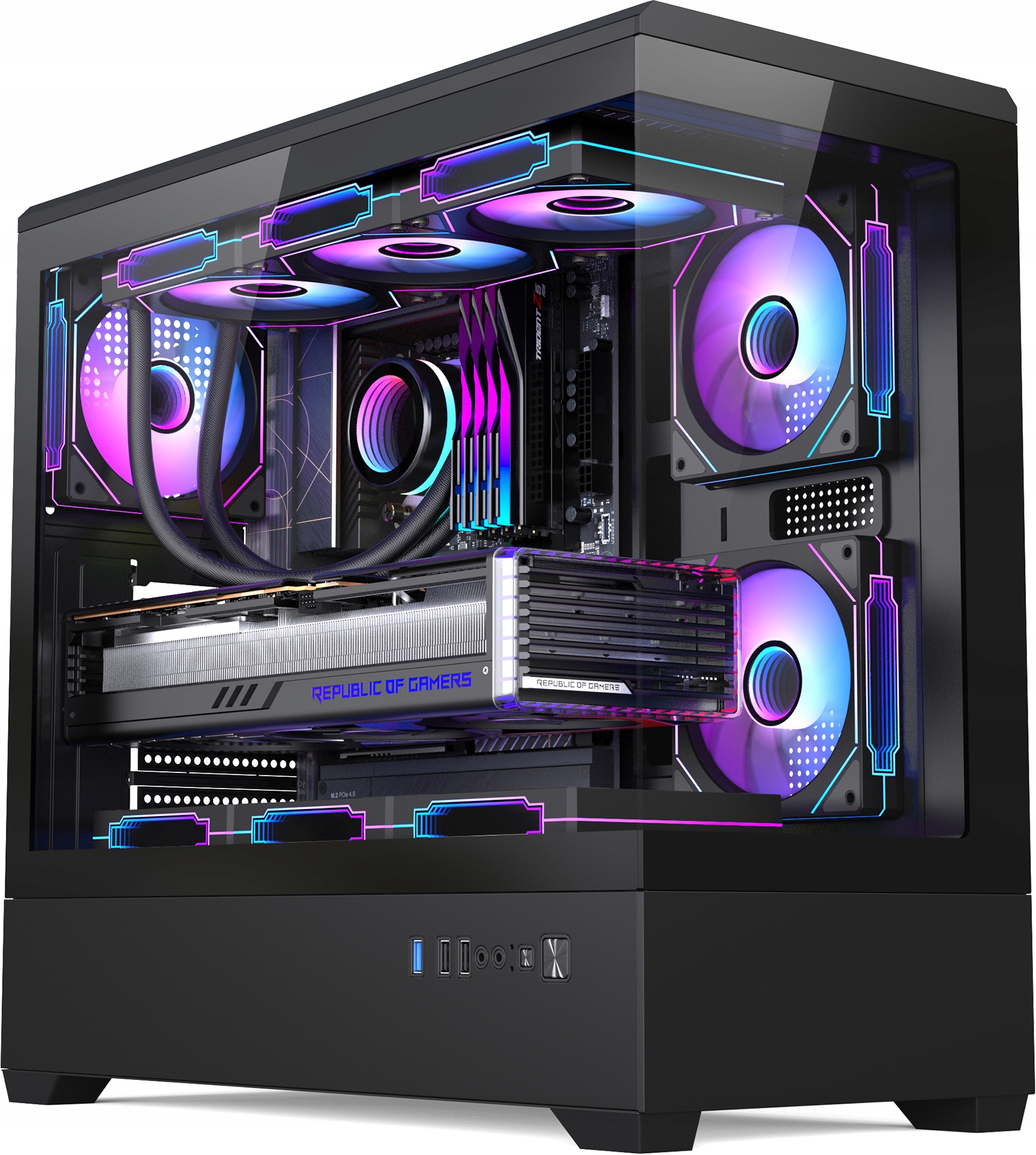 Ogromna Obudowa Komputerowa Akwarium E-atx Szkło Mesh Piwnica 3x Rgb Fan