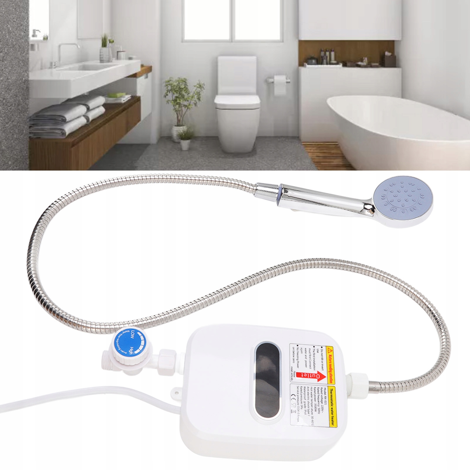 PRZEPŁYWOWY PODGRZEWACZ WODY PRYSZNIC 3500 W LED Moc 3500 W