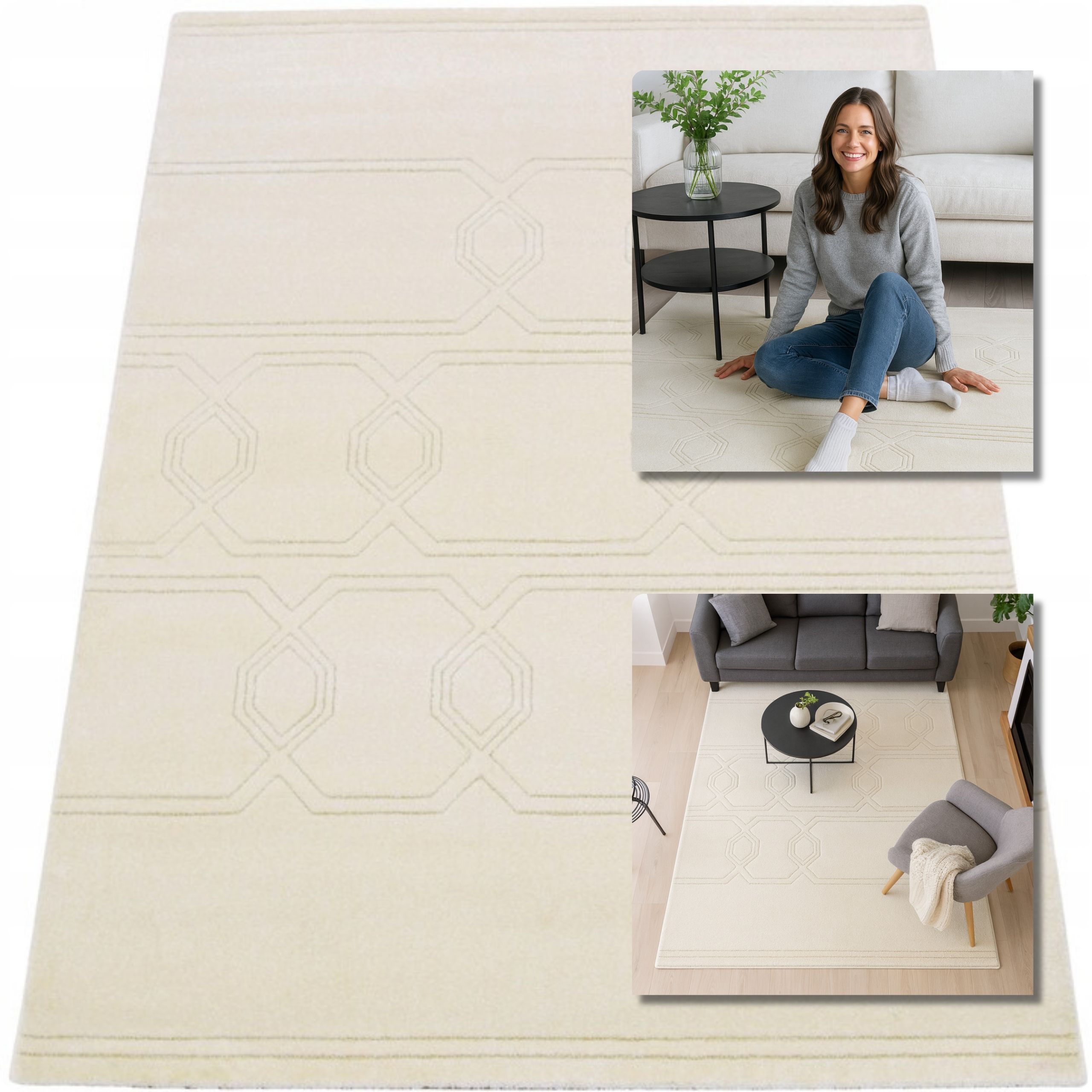 Moderní Koberec Krémový Béžový Koberec Do Obývacího Pokoje Romantic 13 mm 160x230