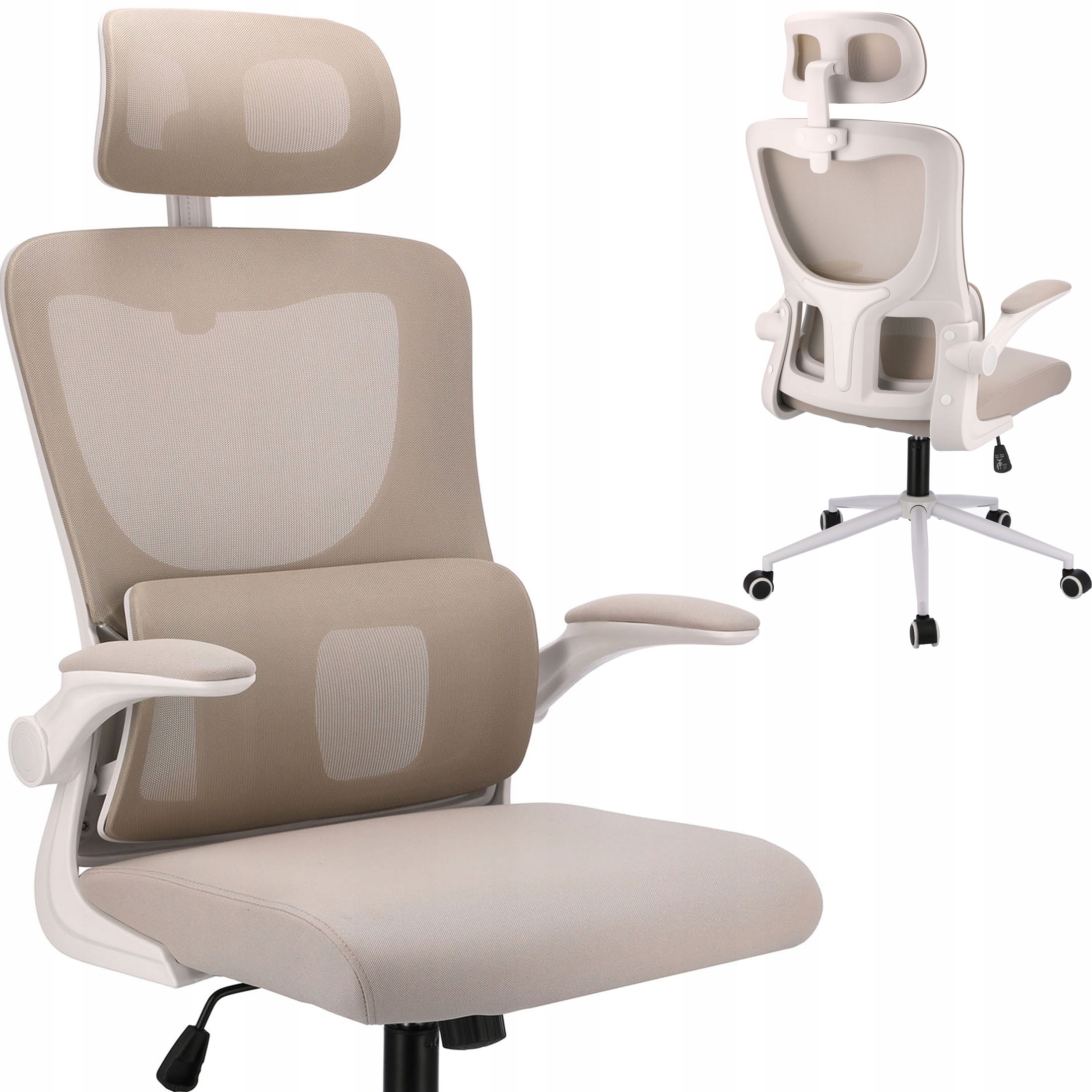 Ergonomická otočná kancelárska stolička Moderná na stôl Zeo béžová JUMIhome