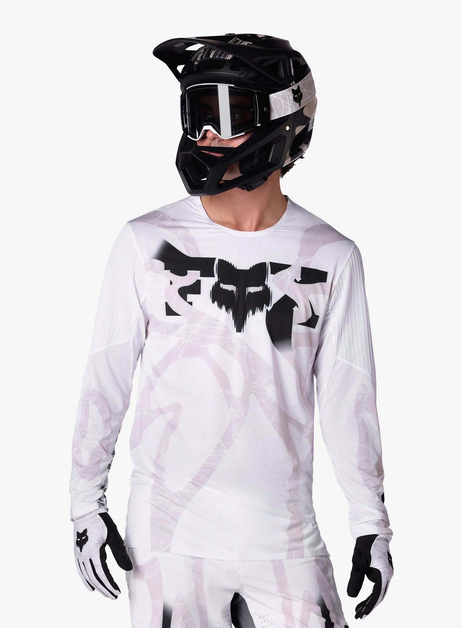 Bluza enduro Fox Flexair Ls Jersey Diffuse Se white M
