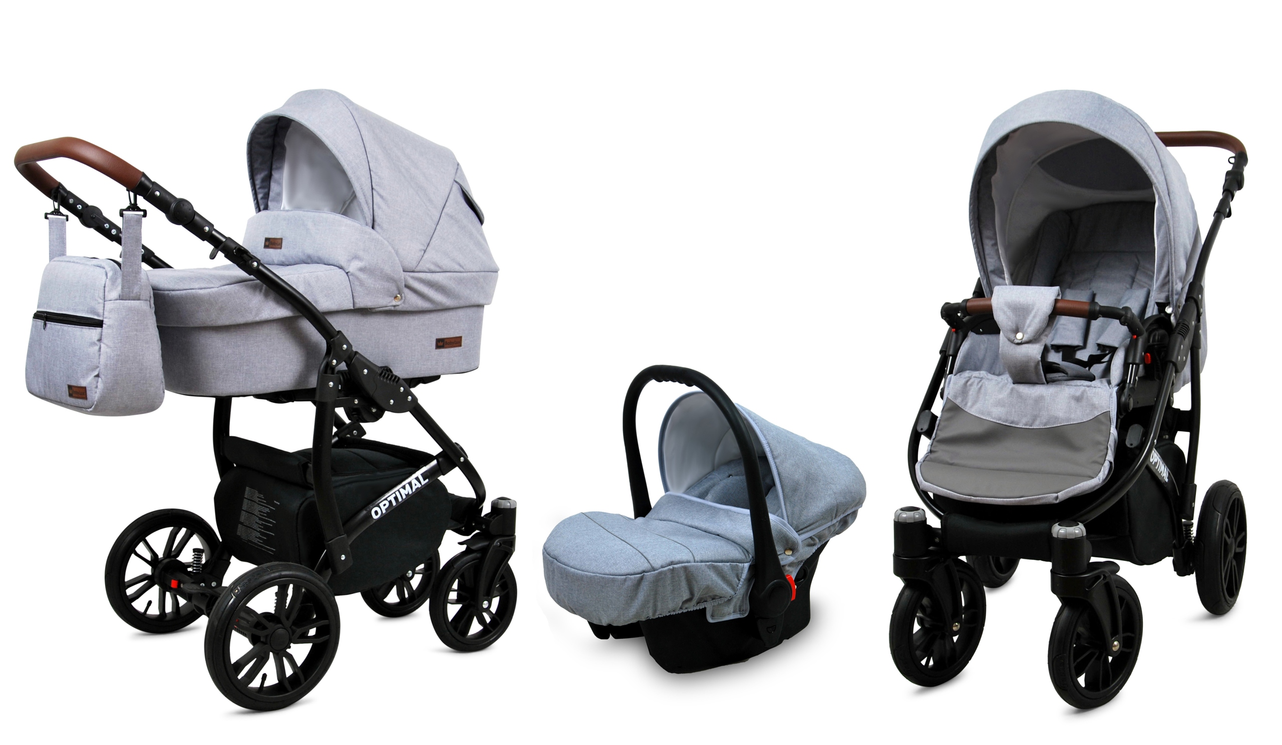 Wózek dziecięcy 3w1 BabyLux Optimal spacerówka gondola fotelik samochodowy