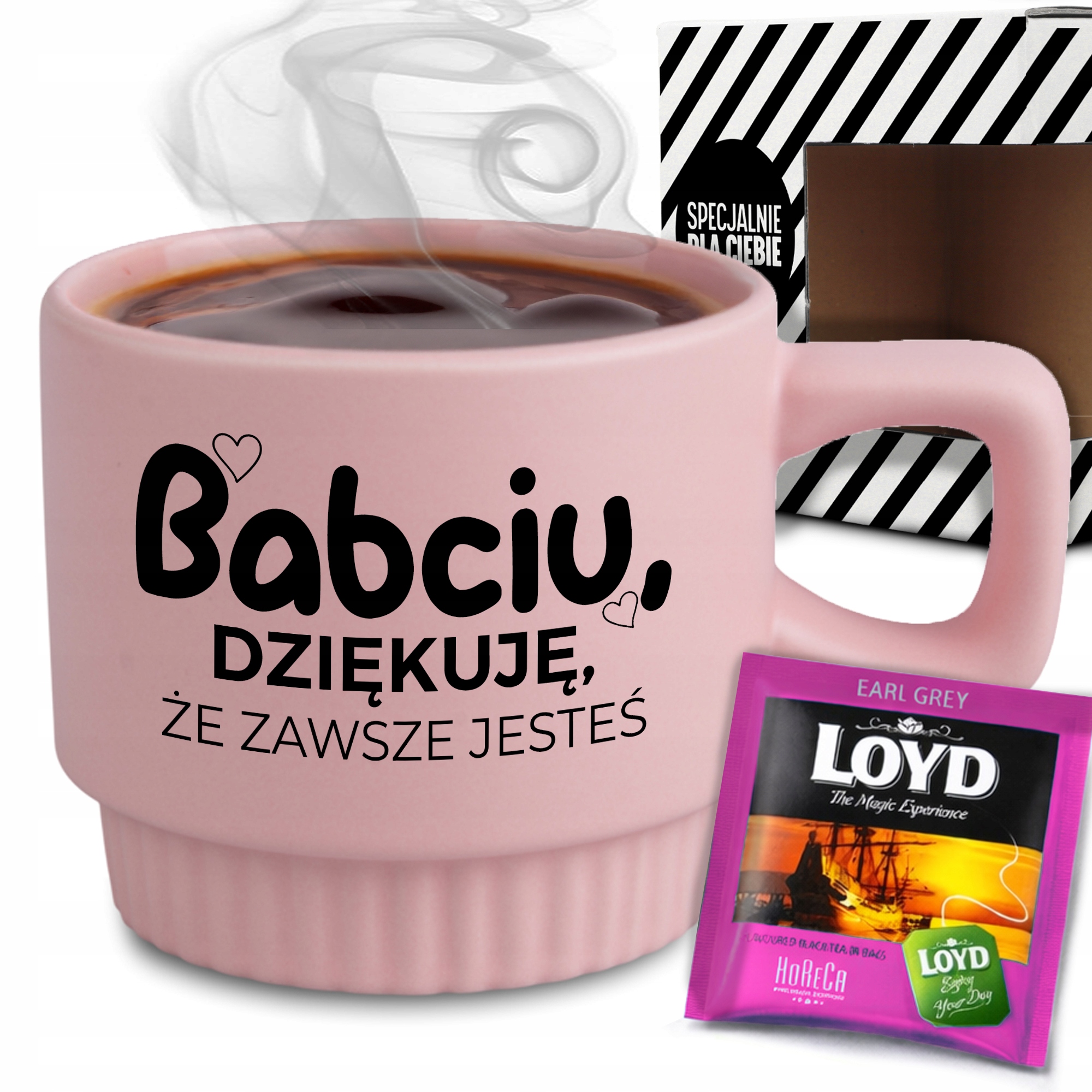 Rýhovaný Hrnek Sada V Krabičce Čaj Růžový Děkuji, Že Jste Dárek