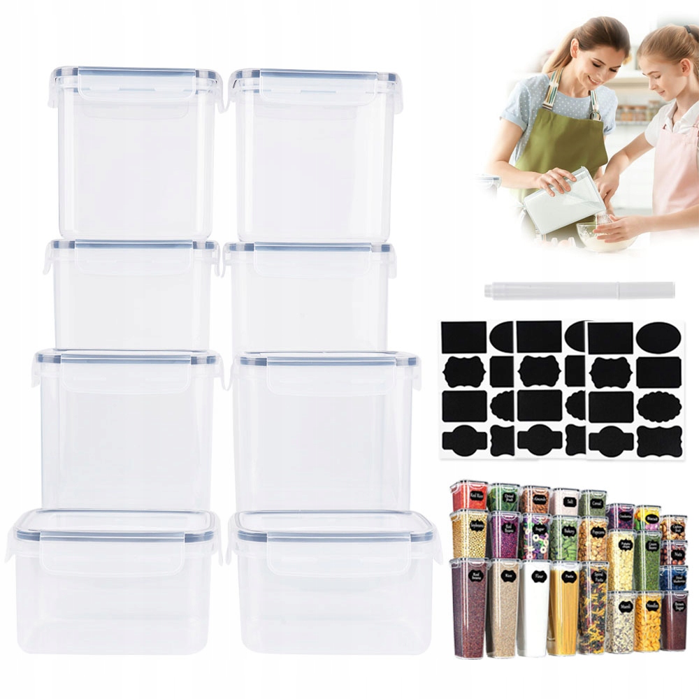 25 Ks Sada Hermetických Nádob Na Skladování Potravin Samolepky