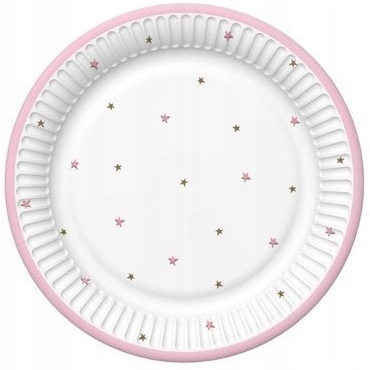 Zestaw Talerzyki Kubeczki Serwetki BABY SHOWER Gwiazdki Różowe Marka PartyPro