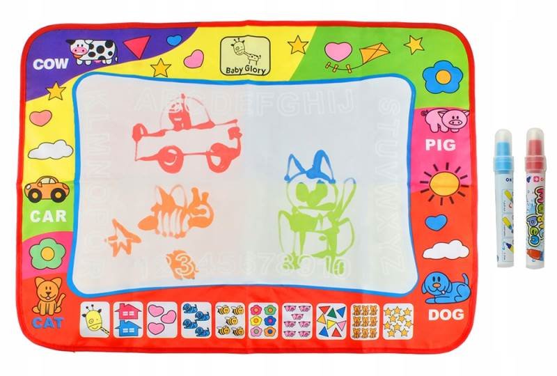 MATA WODNA DO KOLOROWANIA WODĄ Edukacyjna PLUS AKCESORIA WYTRZYMAŁA 60x80cm Kolor dominujący wielokolorowy