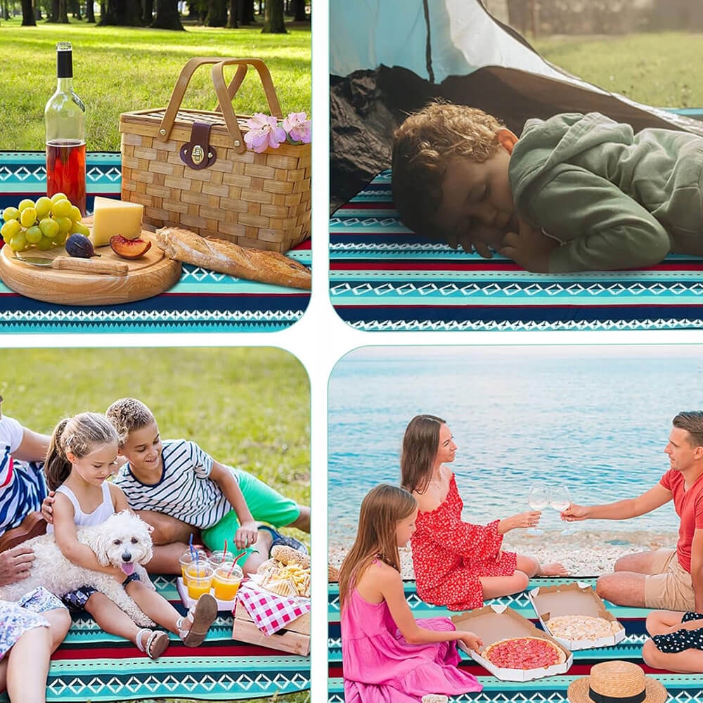 DUŻY SKŁADANY KOC PLAŻOWY PIKNIKOWY WODOODPORNY NA PIKNIK BIWAK 200x200 CM Model 05297