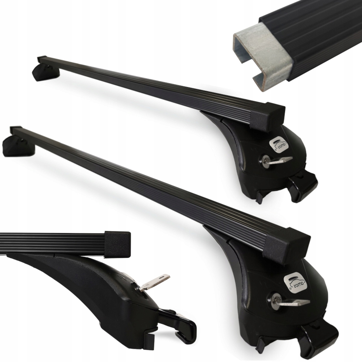 Základný strešný nosič na relingy zámky Boss 120 cm, oceľové nosníky