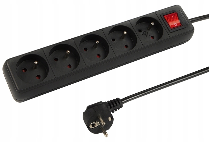 

Przedłużacz Sieciowy 5 Gniazd 3m Listwa Zasilająca