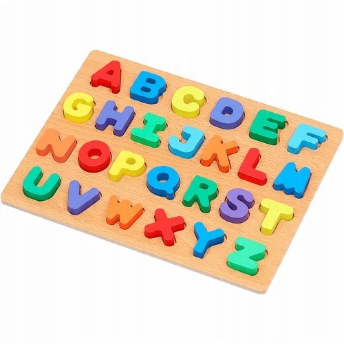 

Drewniana Układanka Alfabet Klocki Puzzle Literki