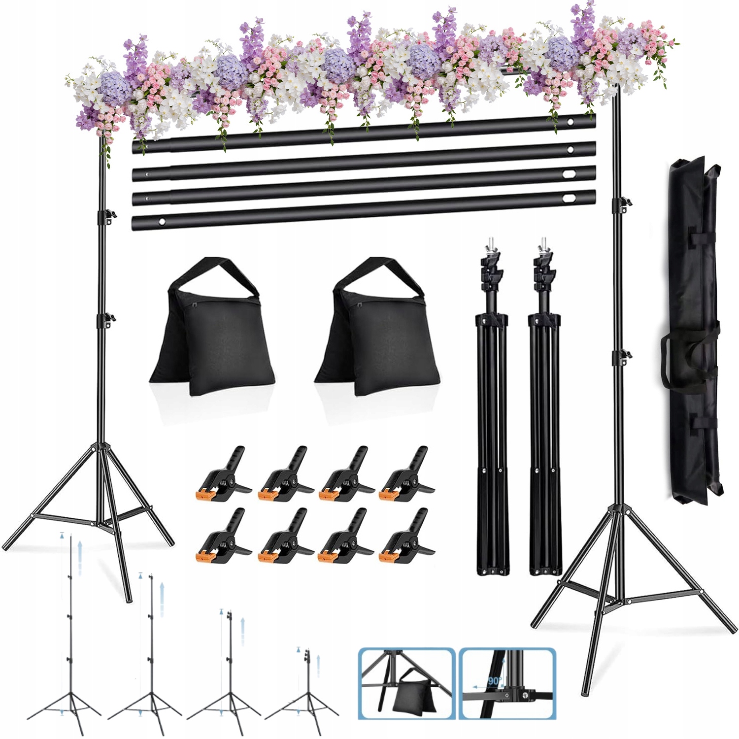 Sada Pro Studio Stativ Pro Fotografické Pozadí 300x210CM Svorky Pouzdro