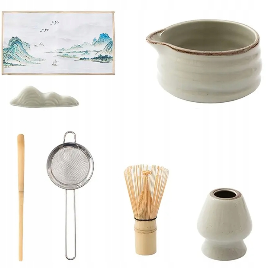 Levně 7v1 Kompletní Dárková Sada Pro Matchy Keramická Miska Chasen Matcha