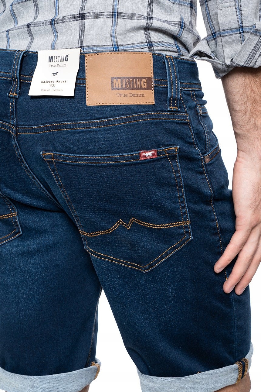 MUSTANG Chicago Short MĘSKIE SPODENKI JEANSOWE W31 Długość przed kolano