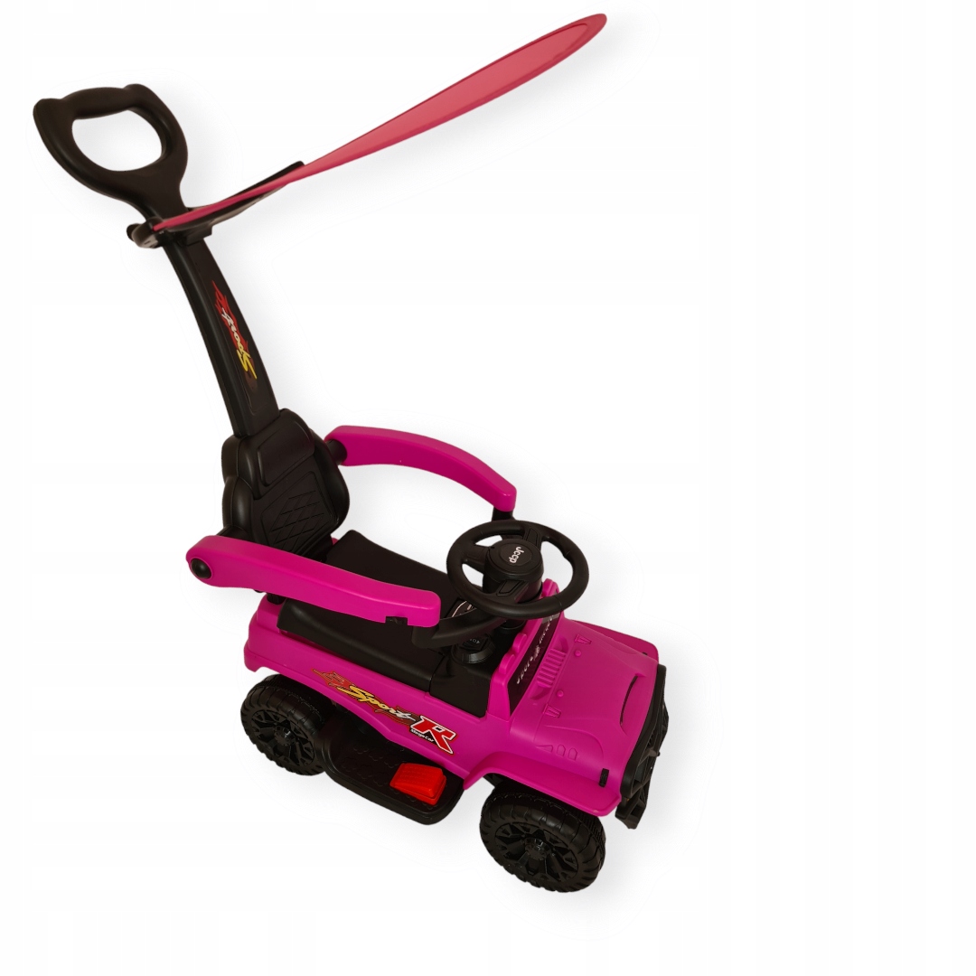 Jeździk na akumulator Pchacz Odpychacz Rączka +kij do prowadzenia różowy