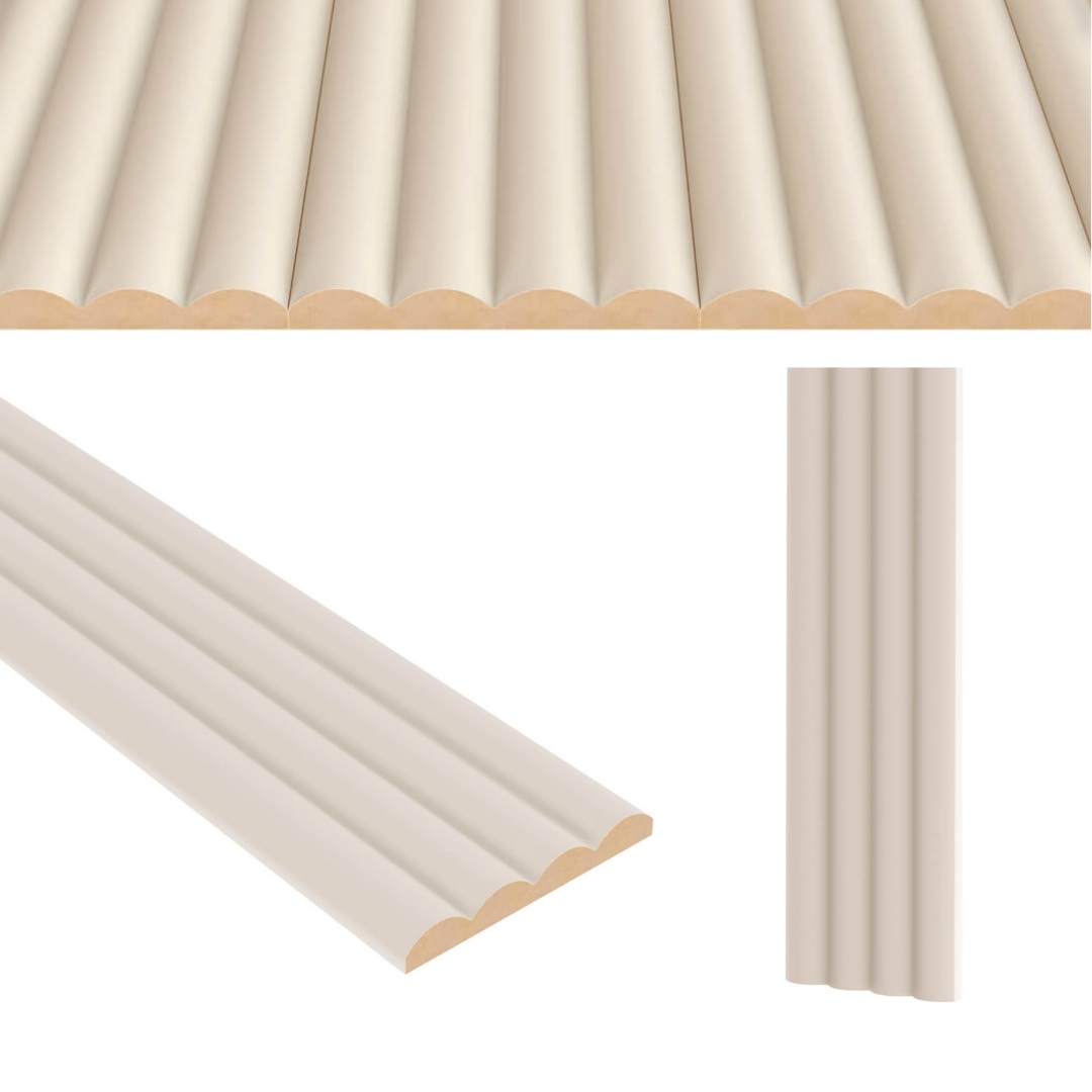 3D Mdf rýhovaný panel do pokoje Montero krémové lamely Béžová