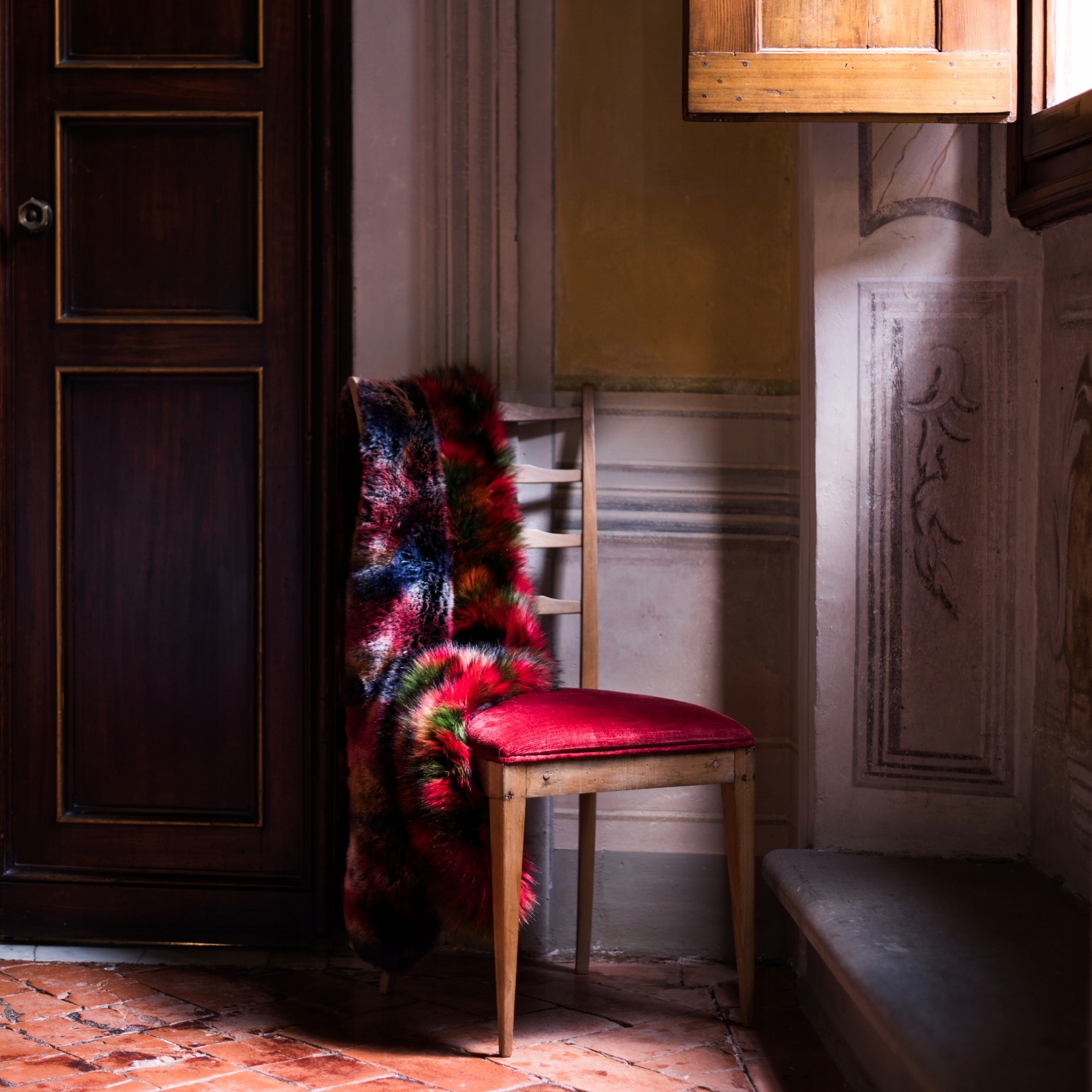 Etola Broadway - niebieski, bordowy sz18544 Wzór dominujący bez wzoru