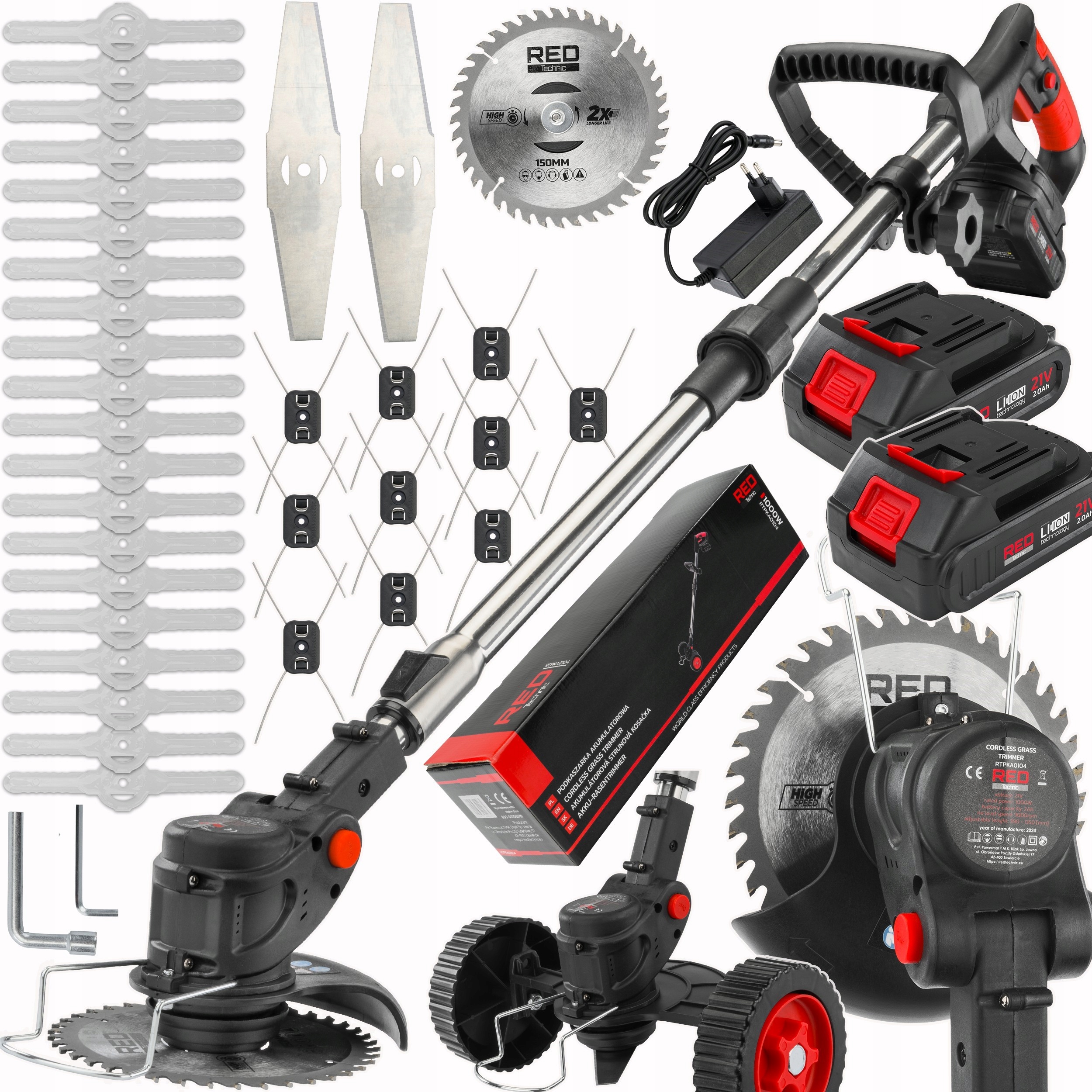 Podkaszarka Akumulatorowa Kosa Wykaszarka Na Kołach 2X 21V 2Ah Zestaw