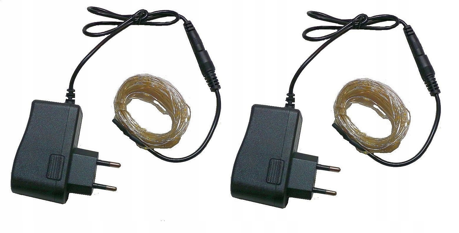 

2x Lampki Łańcuch Drucik mini Led 100szt 10m 220V