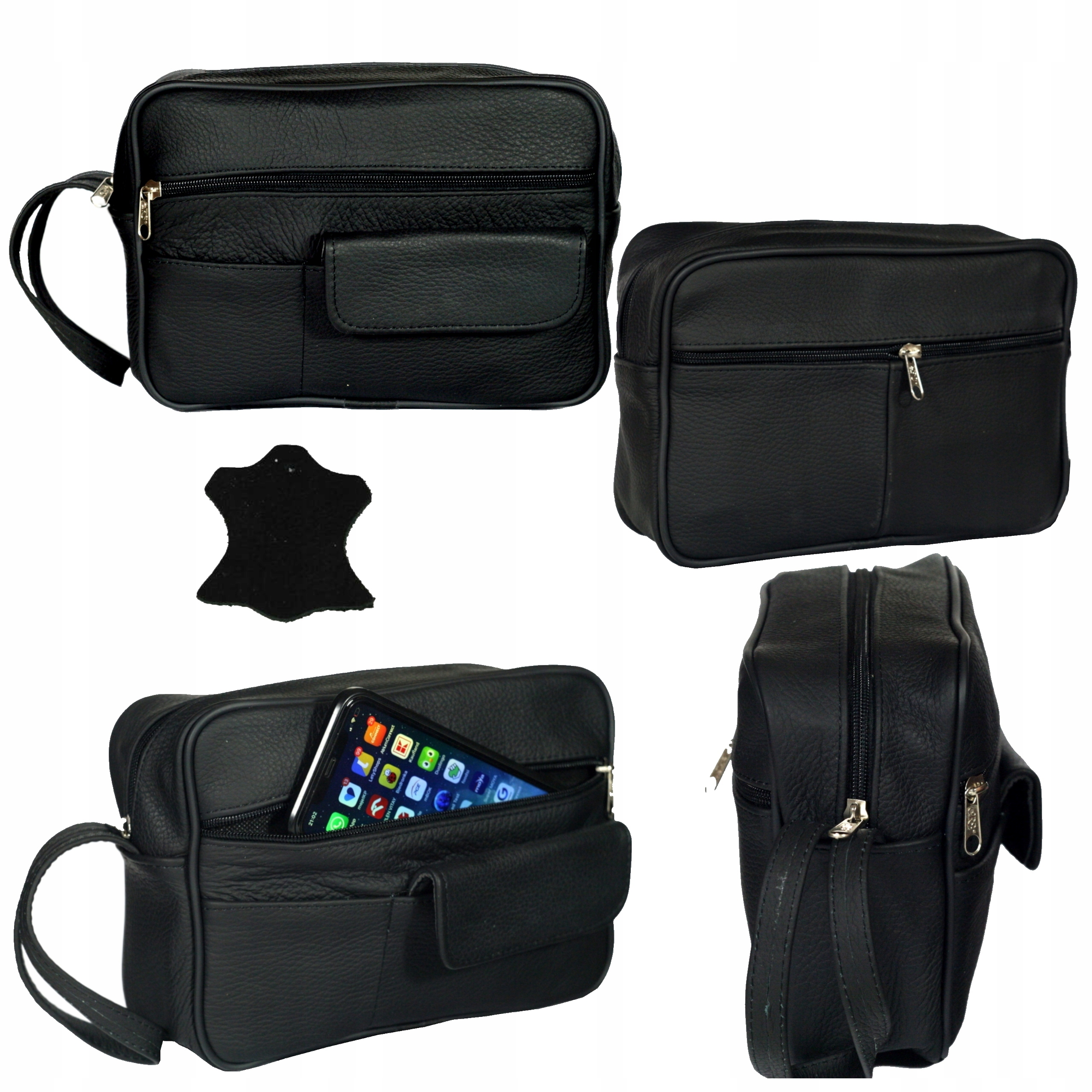 Pánská kožená taška do ruky na pásek jedna komora velká polská výroba