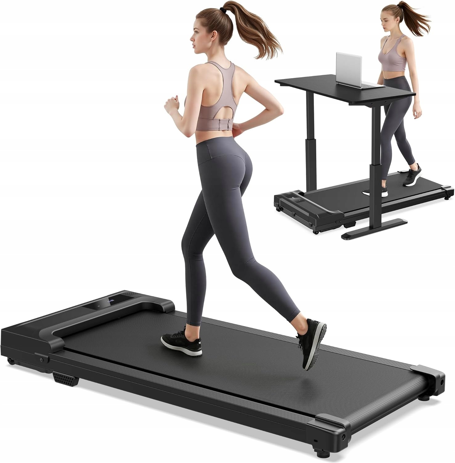 Bieżnia Walking Pad pod biurko cicha z pilotem i Led Cazvian